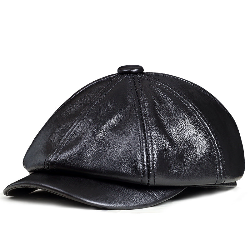 Retro Dome Top Layer Cowhide Octagonal Hat
