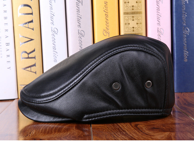 Sheepskin Ear Protection Leather Suede Beret