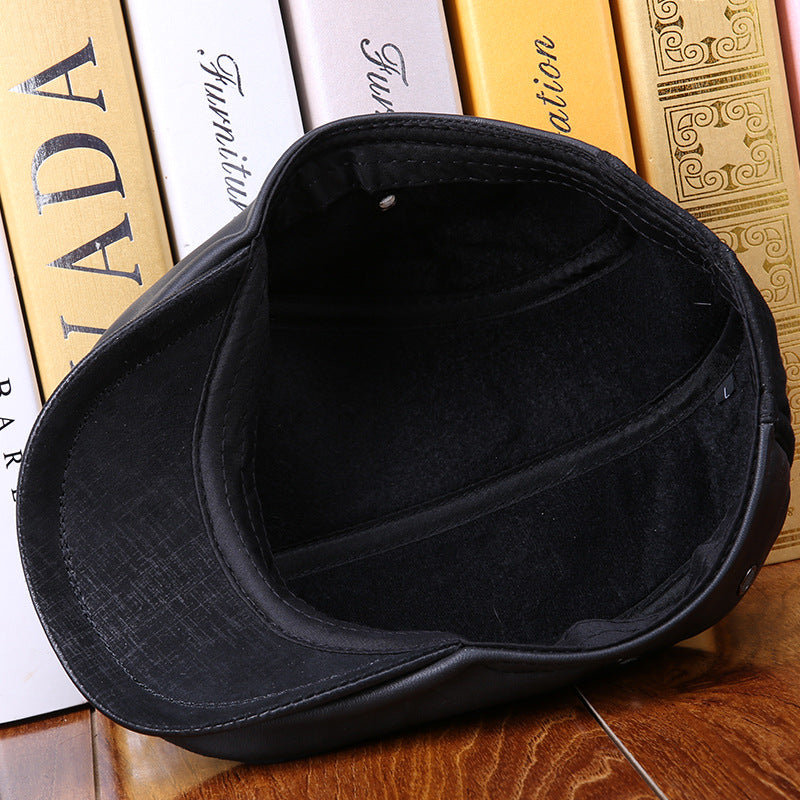 Sheepskin Ear Protection Leather Suede Beret
