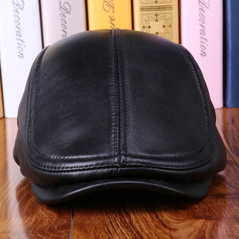 Sheepskin Ear Protection Leather Suede Beret