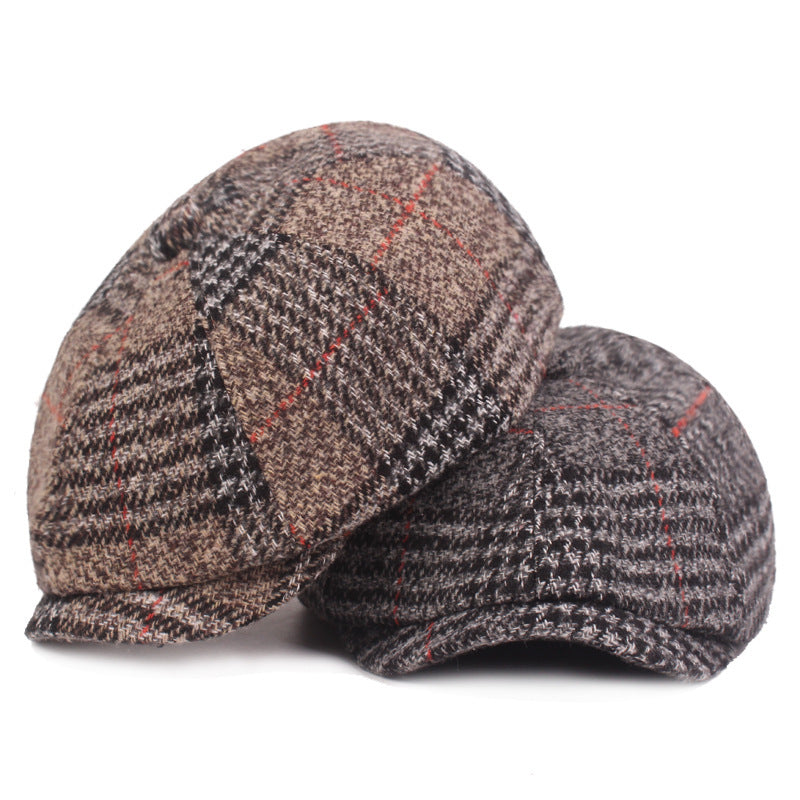 Thickened Newsboy Plaid Cap