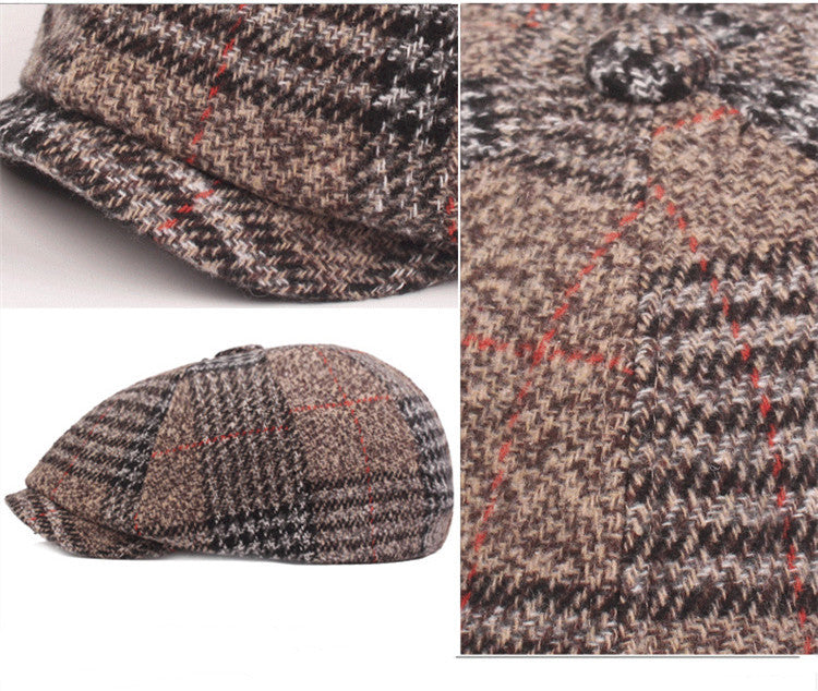 Thickened Newsboy Plaid Cap