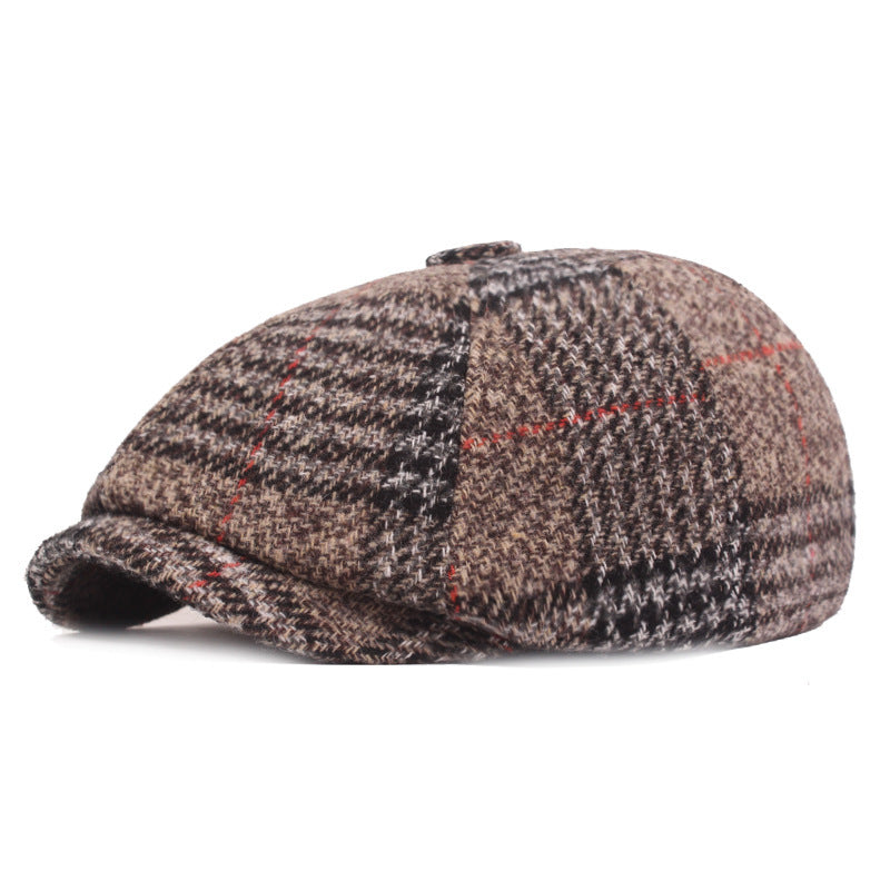 Thickened Newsboy Plaid Cap