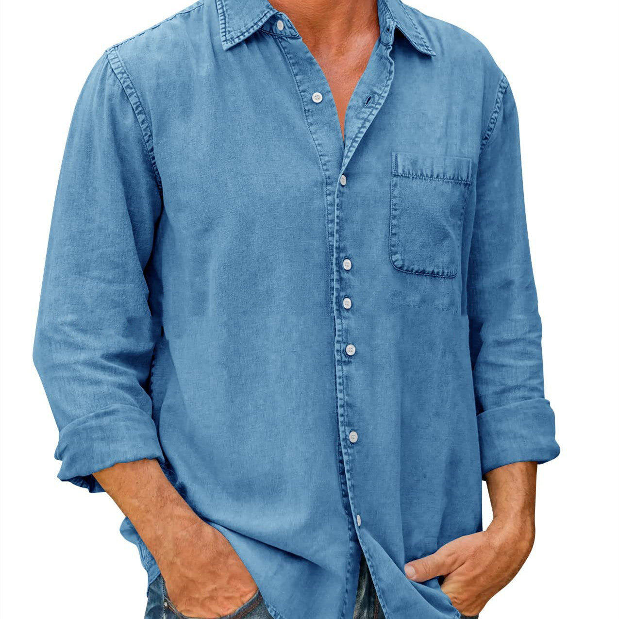 Men's Casual Solid Color Long Sleeve Shirt