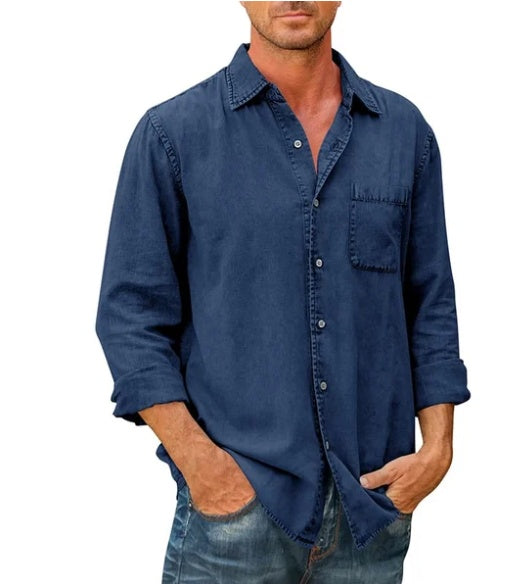 Men's Casual Solid Color Long Sleeve Shirt