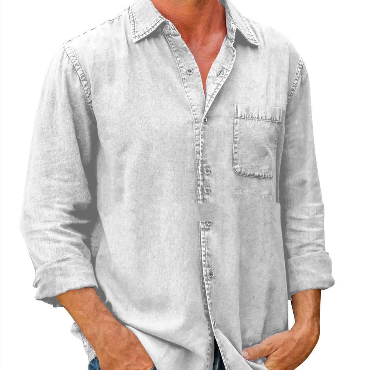 Men's Casual Solid Color Long Sleeve Shirt