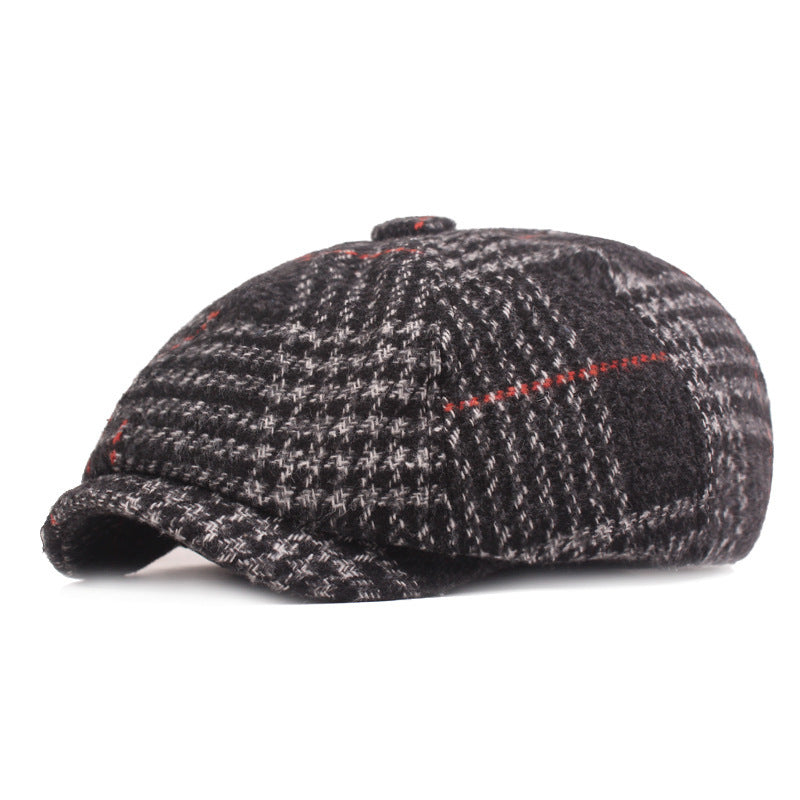 Thickened Newsboy Plaid Cap