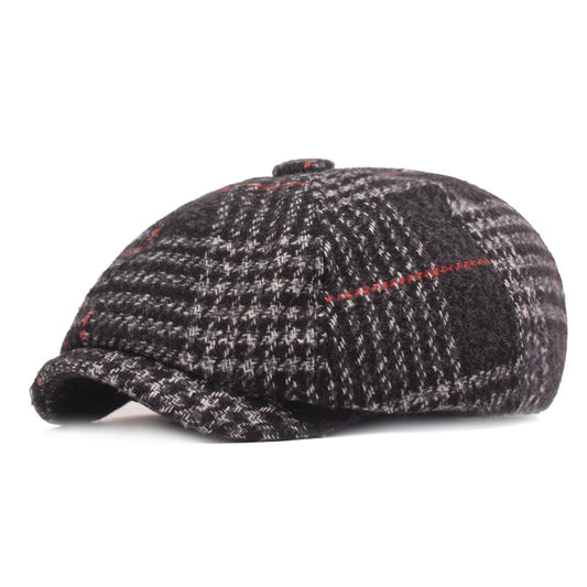 Thickened Newsboy Plaid Cap