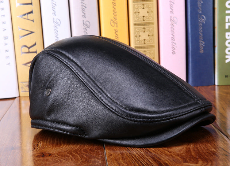 Sheepskin Ear Protection Leather Suede Beret