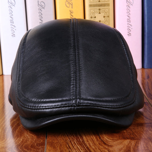 Sheepskin Ear Protection Leather Suede Beret