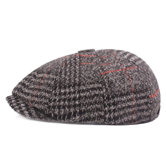 Thickened Newsboy Plaid Cap