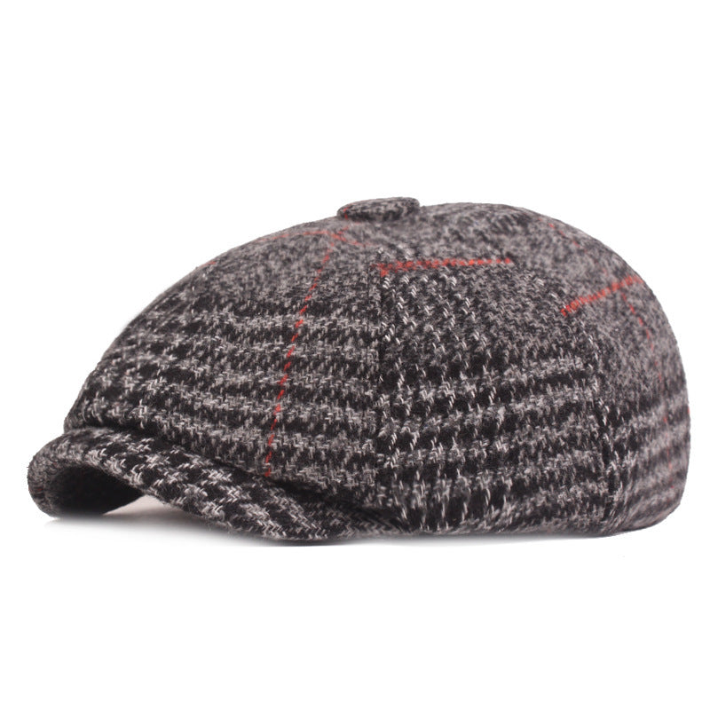 Thickened Newsboy Plaid Cap