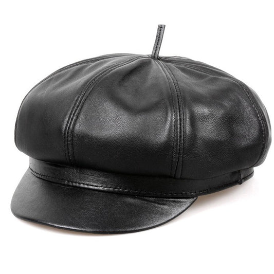 Retro Sheepskin Octagonal Cap