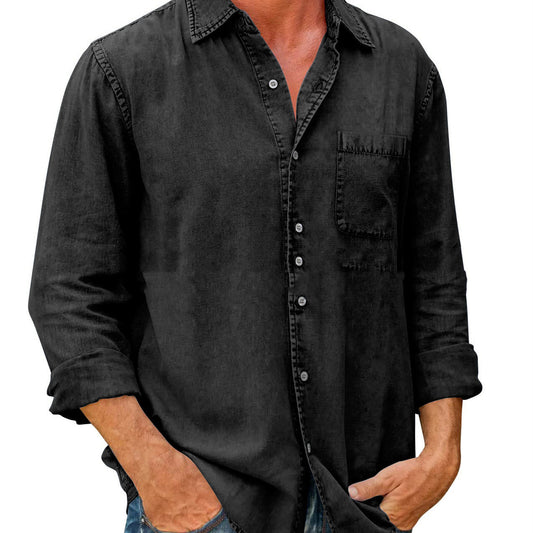 Men's Casual Solid Color Long Sleeve Shirt