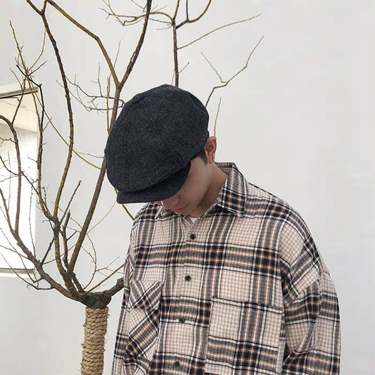 Casual Woolen Cloth British Men's Beret Octagonal